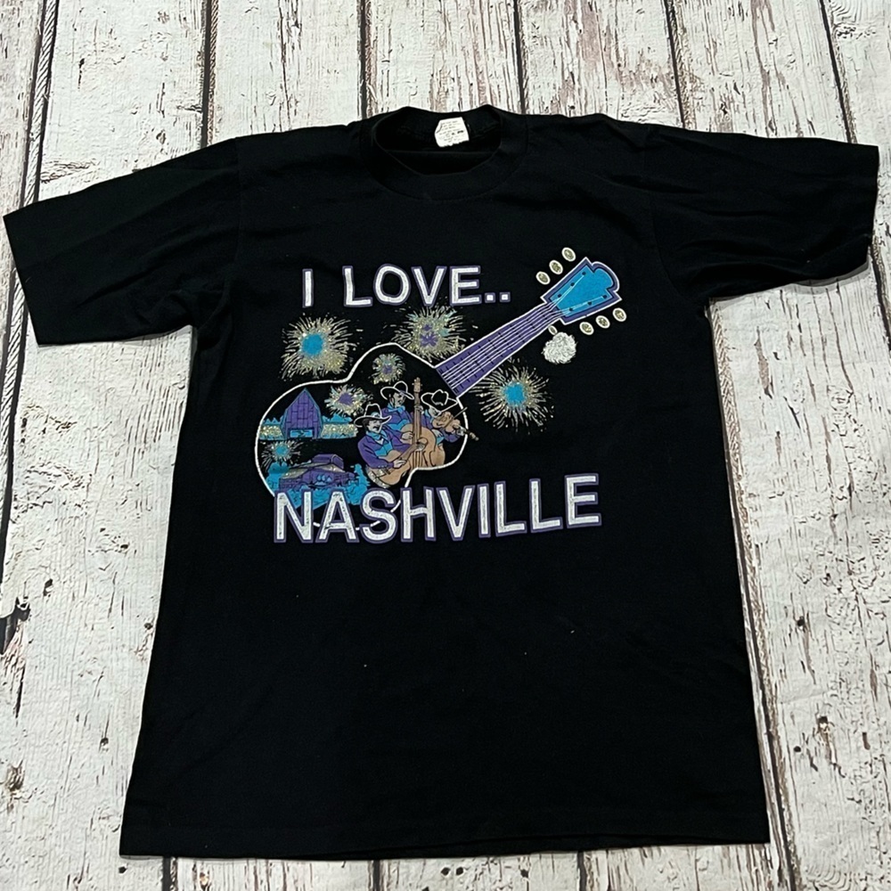 Vintage I Love Nashville Tennessee Country Music Tourism Travel 1980s T Shirt